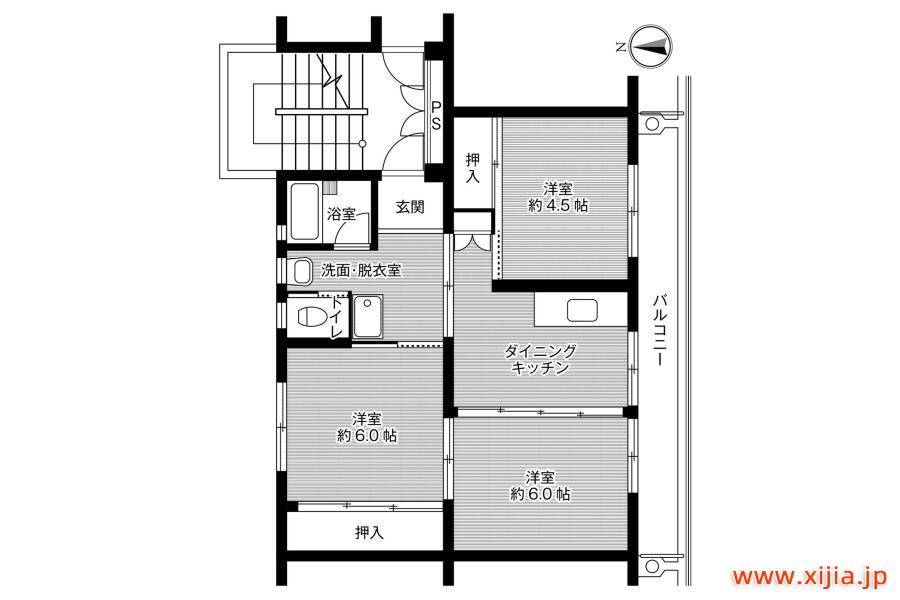 3DK公寓大廈北九州市小倉北區