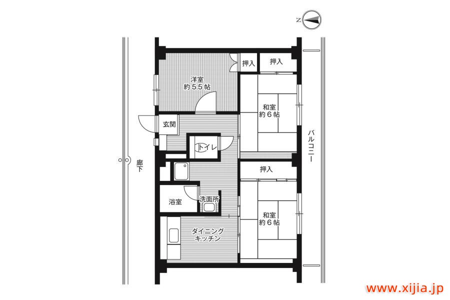 3DK公寓大廈北九州市小倉南區